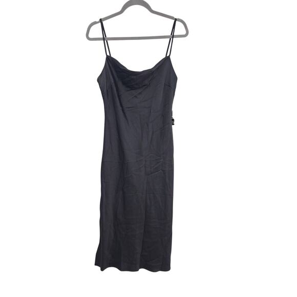 New NWT Express Strappy Black Long Midi Dress Medium Satin‎ Silky - Picture 1 of 7
